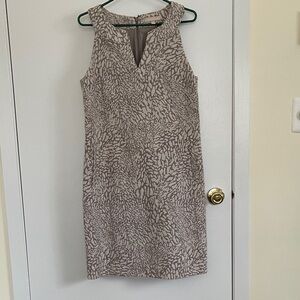 Banana Republic Taupe Patterned Midi Dress